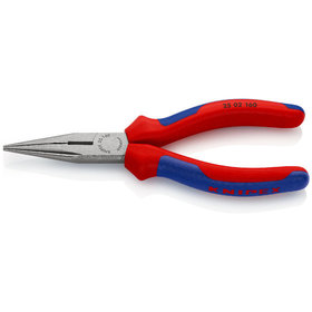 KNIPEX® - Flachrundzange mit Schneide (Radiozange) schwarz atramentiert, mit Mehrkomponenten-Hüllen 160 mm 2502160