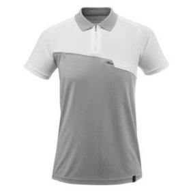 MASCOT® - Polo-Shirt mit Brusttasche ADVANCED, Grau-meliert/Weiss, Größe L