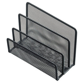 helit - Briefständer Mesh H2518395 14x7x9,7cm 3Fächer Metall schwarz