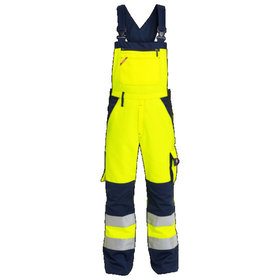 Engel - Safety Light Latzhose mit seitlichem Stretchkeil 3511-525 nach EN ISO 20471, Warngelb/Marine, Größe 32