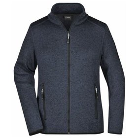 James & Nicholson - Damen Fleece Strickjacke JN761, dunkelgrau-melange/silber, Größe XL