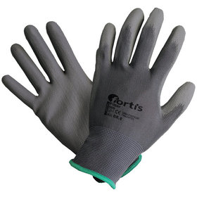 FORTIS AS - Handschuh Fitter, PU/Nylon, grau, Größe 8, 12 Paar