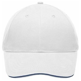 James & Nicholson - 6 Panel Sandwich Cap MB6541, weiß/navy-blau, Einheitsgröße