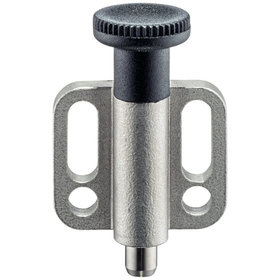 HALDER - Rastbolzen, mit Anschraubflansch, horizontal, rostfreier Stahl/mit Knopf, ohne Arretierung | d1=8 mm | 22110.2328