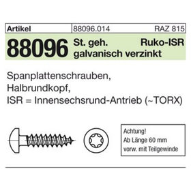 Spanplattenschrauben 89096 Halbrundkopf CE Stahl 5 x 45 -T25 galv. verzinkt