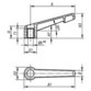 KIPP - KLEMMHEBEL UNVERSTELLBAR GR.1, PASSBOHRUNG, 6H9, KUNSTSTOFF SCHWARZGRAU RAL7021, KOMP:STAHL