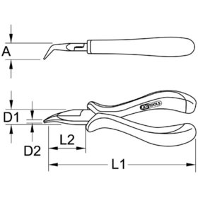 KSTOOLS® - ESD Spitzzange, gebogen, mit Hieb, 130mm