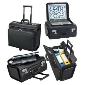 Alassio® - Pilotenkoffer, 45,5x39x26,5cm, schwarz, 45030, Lederimitat, Laptopfach,