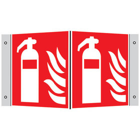 SafetyMarking® - Brandschutzzeichen F001 "Feuerlöscher" Winkelform, Alu nachleuchtend 200x200mm