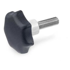 Ganter Norm® - 6336.5-TE-25-M5-10 Sterngriffschrauben, Kunststoff, mit vorstehendem Edelstahl-Bund, Edelstahl-Gewi