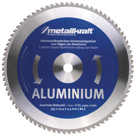 metallkraft® - Sägeblatt für Alu ø355 x 2,4 x 25,4mm Z80 für MTS 356