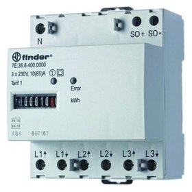 finder® - Drehstromzähler 3x65A elektr analog 10A geeicht B 230V/N-L 400V/L-L Eintarif S0