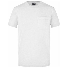 James & Nicholson - Herren Rundhals Shirt mit Brusttasche JN920, asch-grau, Größe XXL