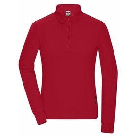 James & Nicholson - Damen Bio Workwear Langarm Poloshirt JN1841, rot, Größe L