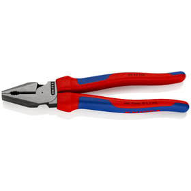 KNIPEX® - Kraft-Kombizange schwarz atramentiert, mit Mehrkomponenten-Hüllen 225 mm 0202225