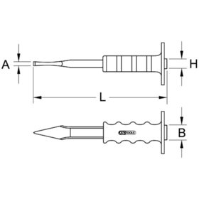 KSTOOLS® - Kreuzmeißel mit Handschutzgriff, flach oval, 250mm