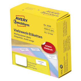 AVERY™ Zweckform - 3830 Vielzwecketiketten, 18 x 12mm, 1 Rolle/1.000 Etiketten, weiß