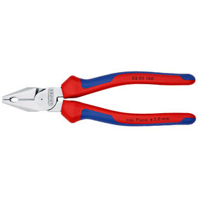 KNIPEX® - Kraft-Kombizange verchromt, mit Mehrkomponenten-Hüllen 180 mm 0205180