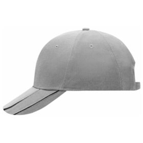 James & Nicholson - 6 Panel Groove Cap MB601, hellgrau/schwarz, Einheitsgröße