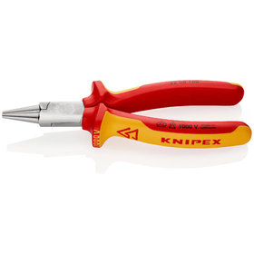 KNIPEX® - Rundzange verchromt, isoliert mit Mehrkomponenten-Hüllen, VDE-geprüft 160 mm 2206160