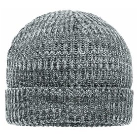 James & Nicholson - Urban Beanie MB7992, grau/navy-blau-melange, Einheitsgröße