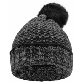 James & Nicholson - Damen Melange Beanie MB7115, schwarz/grau, Einheitsgröße