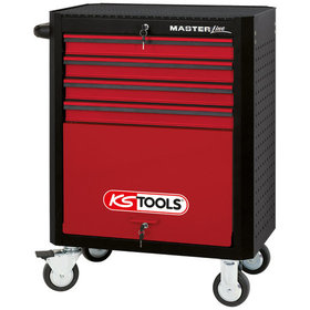 KSTOOLS® - MASTERline Werkstattwagen,mit 4 Schubladen schwarz/rot