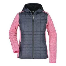 James & Nicholson - Ladies' Knitted Hybrid Jacket JN771 Fb. pink-/anthracite-melange, Größe XL