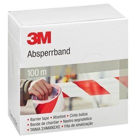 3M™ - Absperrband rot/weiß, reißfest, Spenderkarton 70mm breit 100m lang