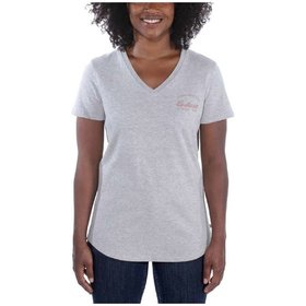 carhartt® - Damen T-Shirt LOCKHART GRAPHIC V-NECK T-SHIRT, heather grey, Größe XS