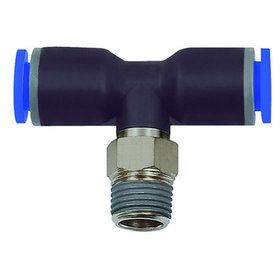 RIEGLER® - T-Steckverschraubung »Blaue Serie«, drehbar, R 3/8" außen Ø 6mm