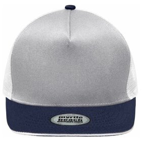 James & Nicholson - 5 Panel Sandwich Flat Cap MB6636, hellgrau/navy-blau, Einheitsgröße