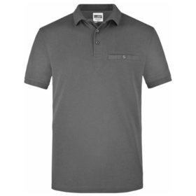 James & Nicholson - Herren Work Poloshirt mit Tasche JN846, dunkelgrau, Größe XS