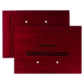 Posthorn - Freistemplertaschen, B4, 90g, rot, Pck=250St, Aufdruck: Freistempler, Sichtlöche
