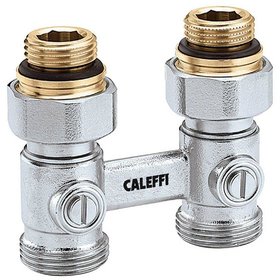 Caleffi - Zweirohr-Hahnblock Durchgang, Heizkörperanschluss 1/2" AG