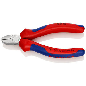 KNIPEX® - Seitenschneider für Elektromechaniker verchromt, mit Mehrkomponenten-Hüllen 125 mm 7605125