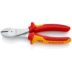 KNIPEX® - Kraft-Seitenschneider verchromt, isoliert mit Mehrkomponenten-Hüllen, VDE-geprüft 180 mm 7406180