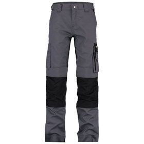 Dassy® - Boston Women Zweifarbige Arbeitshose mit Kniepolstertaschen für Damen, zementgrau/schwarz, Schrittlänge Standard, Größe 38
