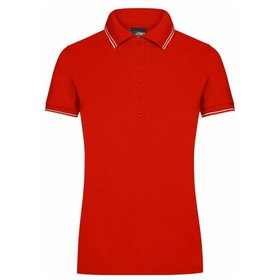 James & Nicholson - Damen Elastic Poloshirt JN985, tomaten-rot/weiß, Größe L