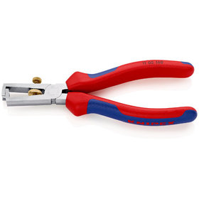 KNIPEX® - Abisolierzange mit Öffnungsfeder, universal verchromt, mit Mehrkomponenten-Hüllen 160 mm 1105160