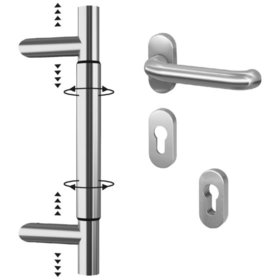 BASI - Stoßgriff variabel - Modell - Komplettset, Stangengriff, 1/2-Schmalrahmen-Garnitur, Schutzrosette, Modell: SG-V-200