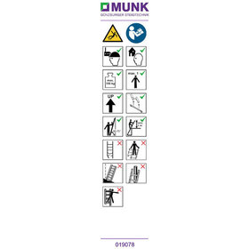 MUNK Günzburger Steigtechnik - Aufkleber Bedienungsanleitung f. Sprossenanlegeleiter, mit Traverse