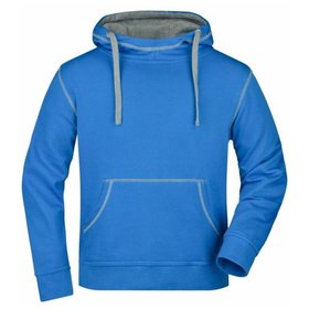 James & Nicholson - Herren Lifestyle Kapuzensweatshirt JN961, kobalt-blau/grau heather, Größe L