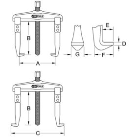 KSTOOLS® - Universal-Abzieher 2-armig, 20-90mm, Haken 100mm