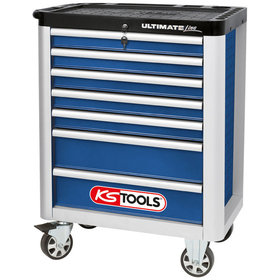 KSTOOLS® - ULTIMATEline Werkstattwagen, mit 7 Schubladen, blau/silber