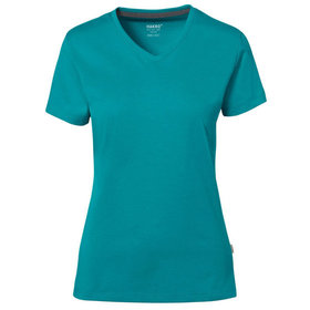 HAKRO - Cotton Tec® Damen V-Shirt 169, smaragd, Größe L