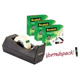 3M™ - Scotch Klebefilm C38SM3S 19mm x 3+ 1 Tischabroller gratis
