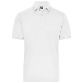 James & Nicholson - Herren Bio Workwear Poloshirt Stretch JN1806, weiß, Größe S