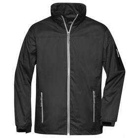 James & Nicholson - Herren Wind Breaker JN1041, schwarz/silber, Größe XL