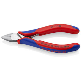 KNIPEX® - Elektronik-Seitenschneider, mit durchgestecktem Gelenk mit Mehrkomponenten-Hüllen 130 mm 7732130